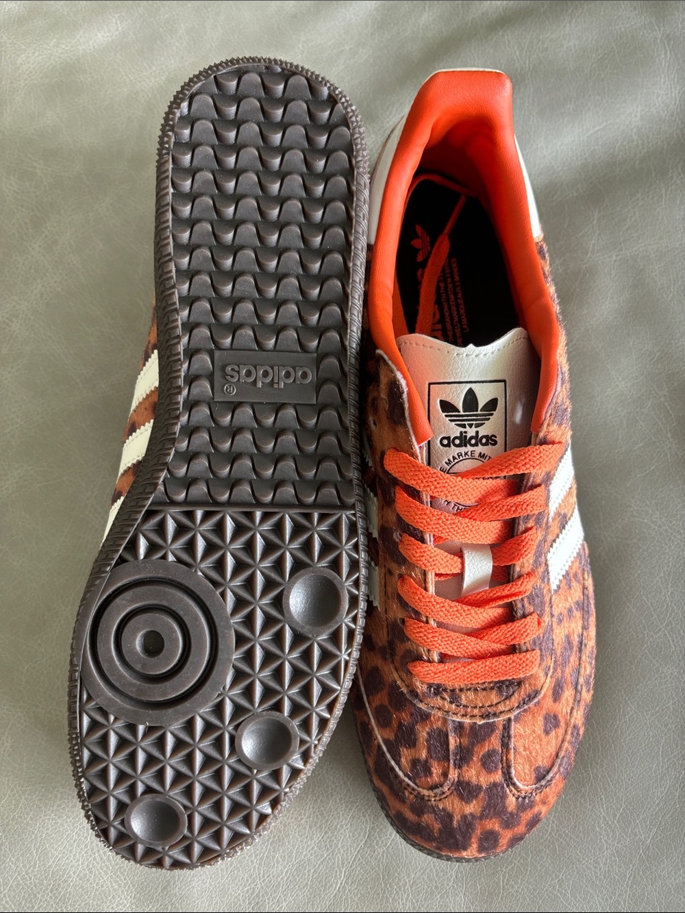 adidas Leopard Print Orange & White Women’s Sneakers - Picture 3 of 5